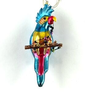 Blown Glass Colorful Parrot/Cockateil Bird Ornament
